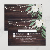 Invitation Faire part de mariage en bois rustique avec fleurs (Devant / Derrière)