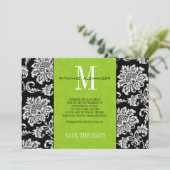 Invitation Faire part de mariage en damas à monogramme noir v (Debout devant)