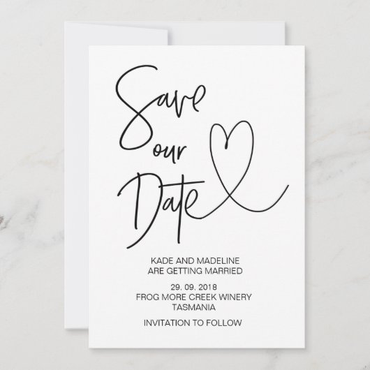 Invitation Faire Part de Mariage Enregistrez Notre Date (Devant)