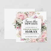 Invitation Faire part de mariage Fleurs roses rose Annonce d' (Devant / Derrière)