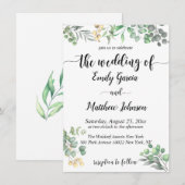 Invitation Faire part de mariage floral à la verdure simple E (Devant / Derrière)