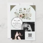 Invitation Faire part de mariage floral aquarelle vert olive  (Devant)