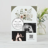 Invitation Faire part de mariage floral aquarelle vert olive  (Debout devant)