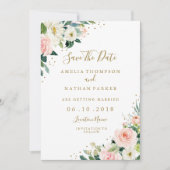 Invitation Faire part de mariage Floral Blush Rose Or (Devant)