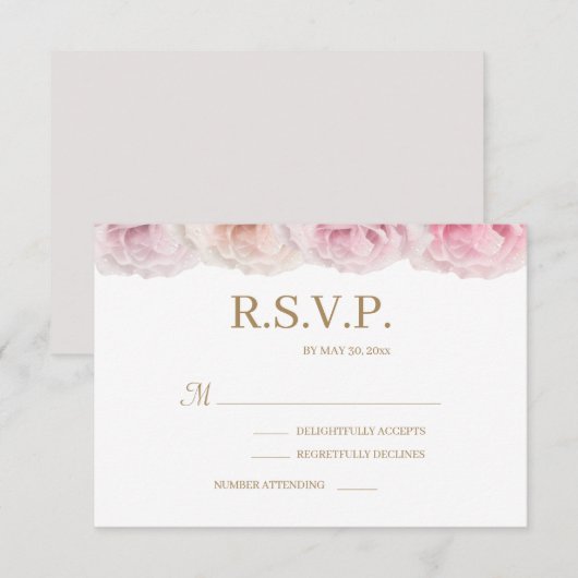 Invitation Faire part de mariage floral élégant Roses carminé (Devant / Derrière)