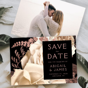 Invitation Faire part de mariage floral ivoire or rose