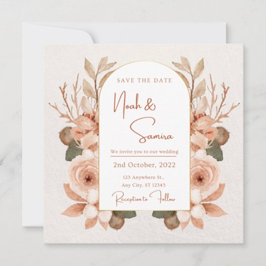 Invitation Faire part de mariage floral pour sauvegarde de la (Devant)