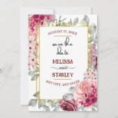 Invitation Faire part de mariage floral rose burgundy rustiqu (Devant)