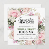 Invitation Faire part de mariage floral rose pour nouvelle da (Devant / Derrière)