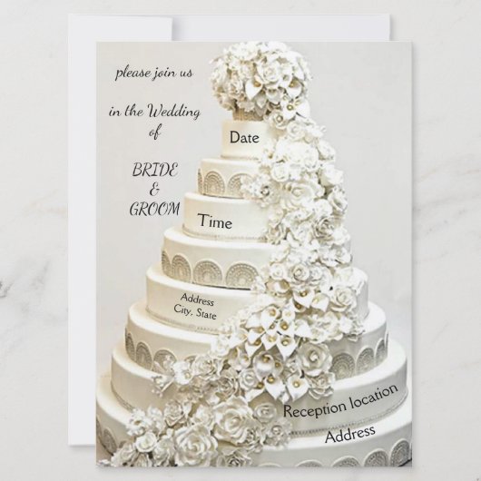Invitation “Faire-part de mariage « Gâteau de mariage orné »” (Devant)