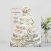 Invitation “Faire-part de mariage « Gâteau de mariage orné »” (Debout devant)