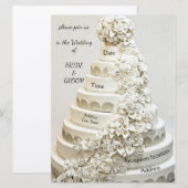 Invitation “Faire-part de mariage « Gâteau de mariage orné »” (Devant / Derrière)