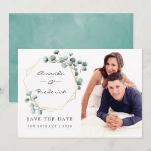 Invitation Faire part de mariage géométrique à l'eucalyptus