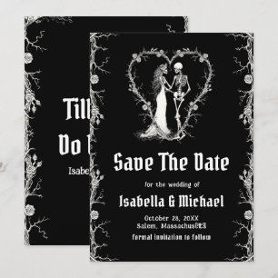 Invitation Faire part de mariage gothique Halloween noir et b