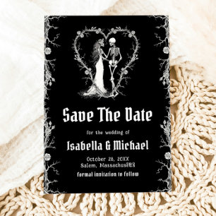 Invitation Faire part de mariage gothique Halloween noir et b