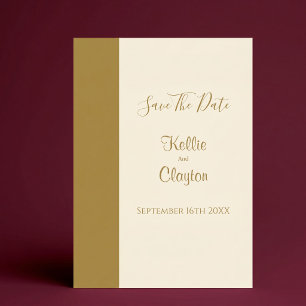 Invitation Faire part de mariage minimaliste barre d'or ivoir