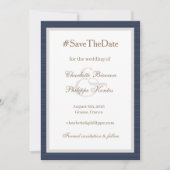 Invitation Faire part de mariage Moderne Bleu Blanc Esperluet (Devant)