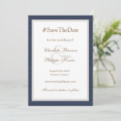 Invitation Faire part de mariage Moderne Bleu Blanc Esperluet (Debout devant)