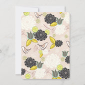Invitation Faire part de mariage oiseau florale tableau noir (Dos)