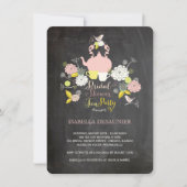 Invitation Faire part de mariage oiseau florale tableau noir (Devant)