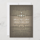 Invitation Faire part de mariage paon chic vintage (Dos)