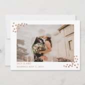 Invitation Faire part de mariage photo confetti or rose (Devant)