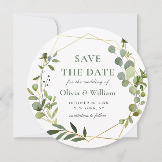 Invitation Faire part de mariage PHOTO Eucalyptus Moderne ENR (Devant)