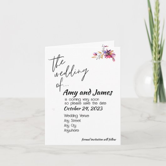 Invitation Faire part de mariage PRÉSERVER LA DATE (Devant)