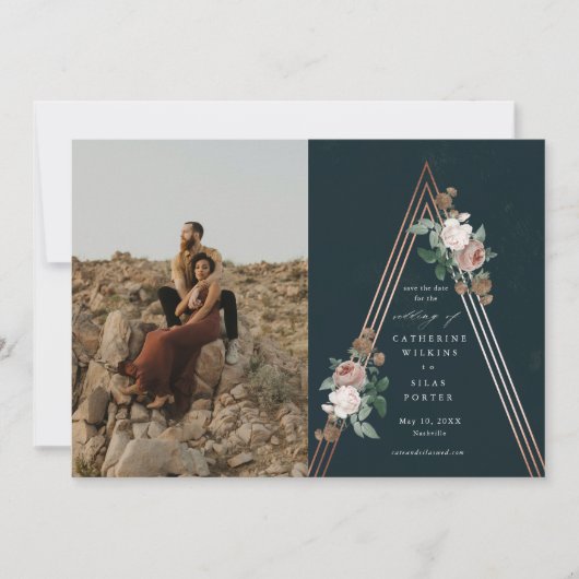 Invitation Faire part de mariage pyramide florale boho (Devant)