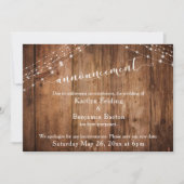 Invitation Faire part de mariage reporté aux lumières en bois (Devant)