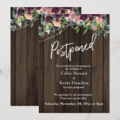 Invitation Faire part de mariage reporté Bois Lumières Fleurs (Devant / Derrière)