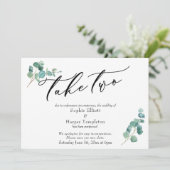 Invitation Faire part de mariage reporté Take Two Eucalyptus (Debout devant)