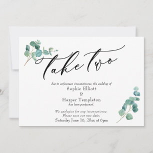 Invitation Faire part de mariage reporté Take Two Eucalyptus