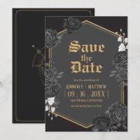 Faire part de mariage rose damassée noire Save The