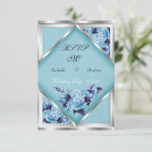 Invitation Faire part de mariage Rose Fleurs Teal Violet Arge (Debout devant)