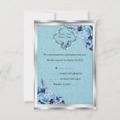 Invitation Faire part de mariage Rose Fleurs Teal Violet Arge (Dos)