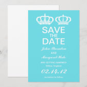 Invitation Faire part de mariage royal bleu (Devant / Derrière)
