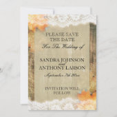 Invitation Faire part de mariage rustique à thème d'automne (Devant)
