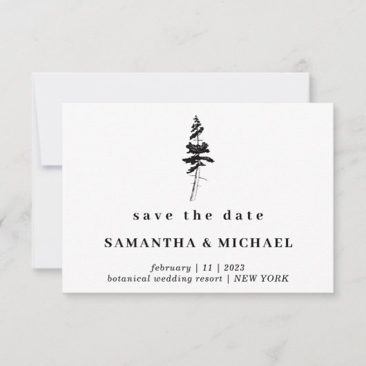 Invitation Faire part de mariage rustique arbre de pin de for (Devant)