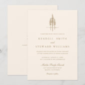 Invitation Faire part de mariage rustique forêt d'arbres doré (Devant / Derrière)