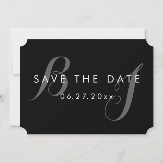 Invitation Faire part de mariage simple noir et blanc pour le (Devant)