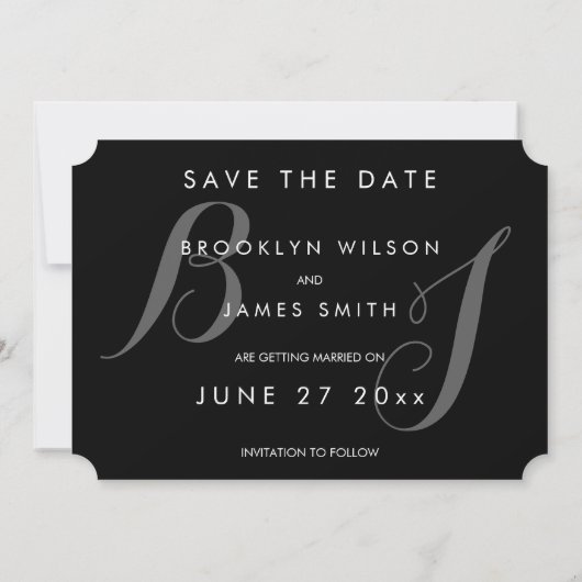 Invitation Faire part de mariage simple noir et blanc pour le (Dos)