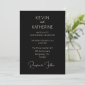 Invitation Faire part de mariage simple rose poussiéreux noir (Debout devant)