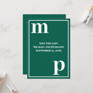 Invitation Faire part de mariage tendance à monogramme vert é