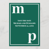 Invitation Faire part de mariage tendance à monogramme vert é (Devant)