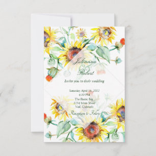 Invitation Faire part de mariage tournesols aquarelle ensolei