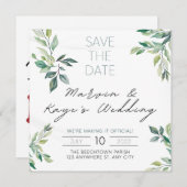 Invitation faire part de mariage unique Enregistrez la date (Devant / Derrière)