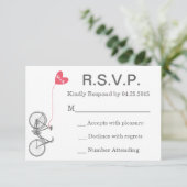 Invitation Faire part de mariage vélo et cœur R.S.V.P. (Debout devant)
