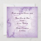 Invitation Faire part de mariage vintage lilas violet à motif (Dos)