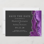 Invitation Faire part de mariage Violet Agate Argenté Foncé (Devant)